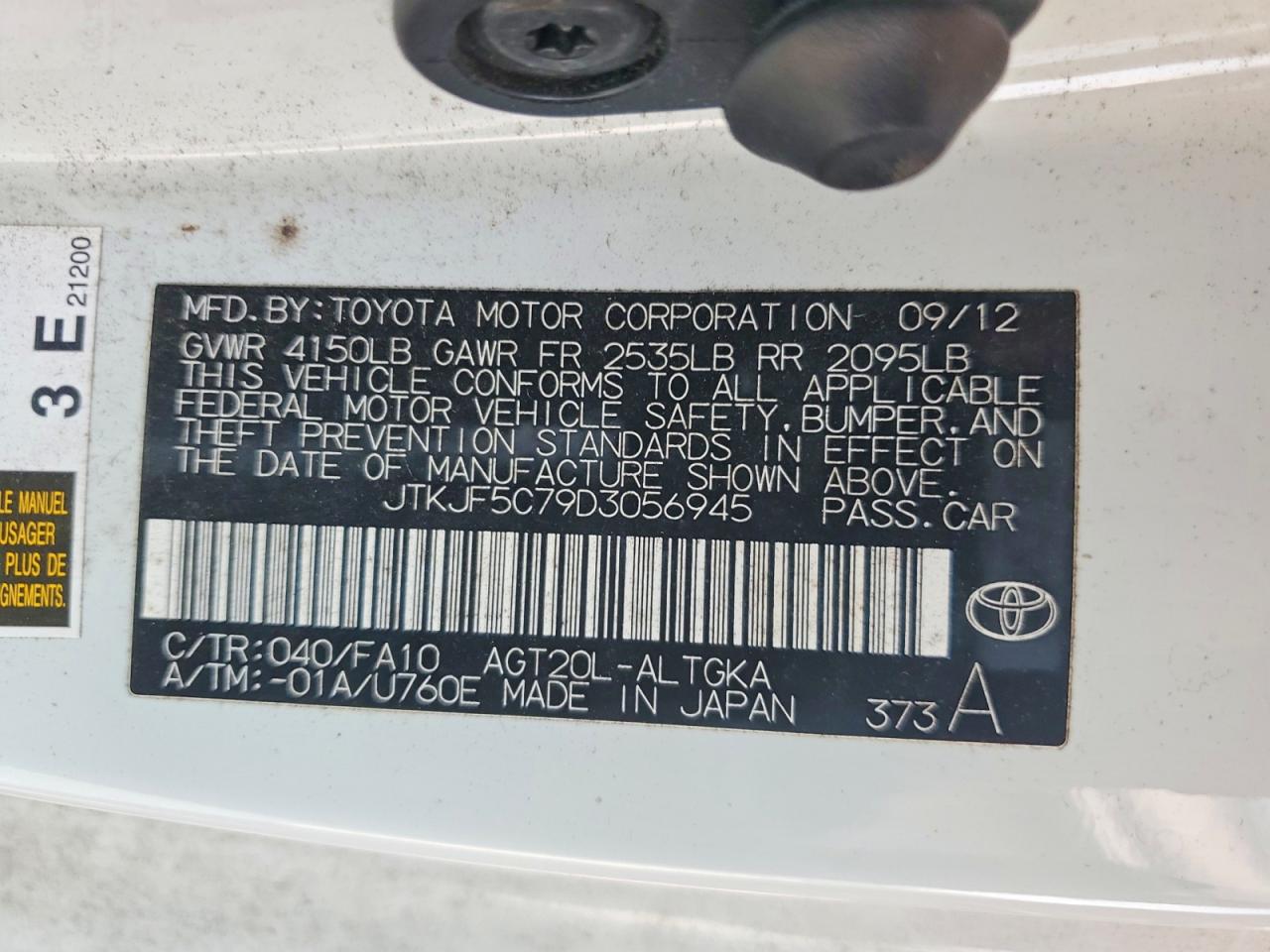 JTKJF5C79D3056945 · 2013 SCION TC · 12/12