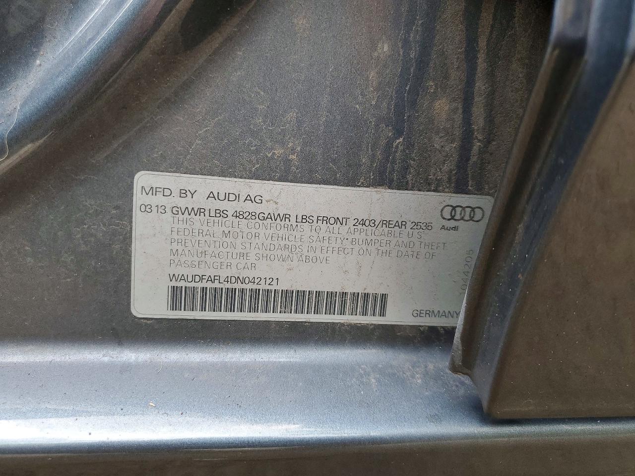 WAUDFAFL4DN042121 · 2013 AUDI A4 · 12/12