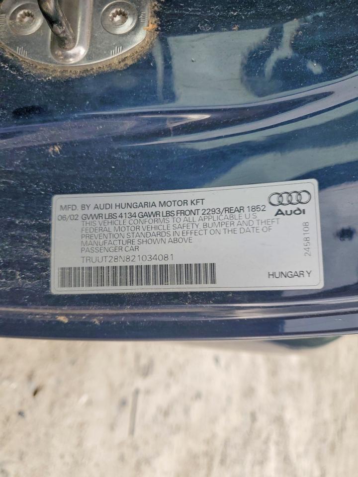 TRUUT28N821034081 · 2002 AUDI TT · 12/12