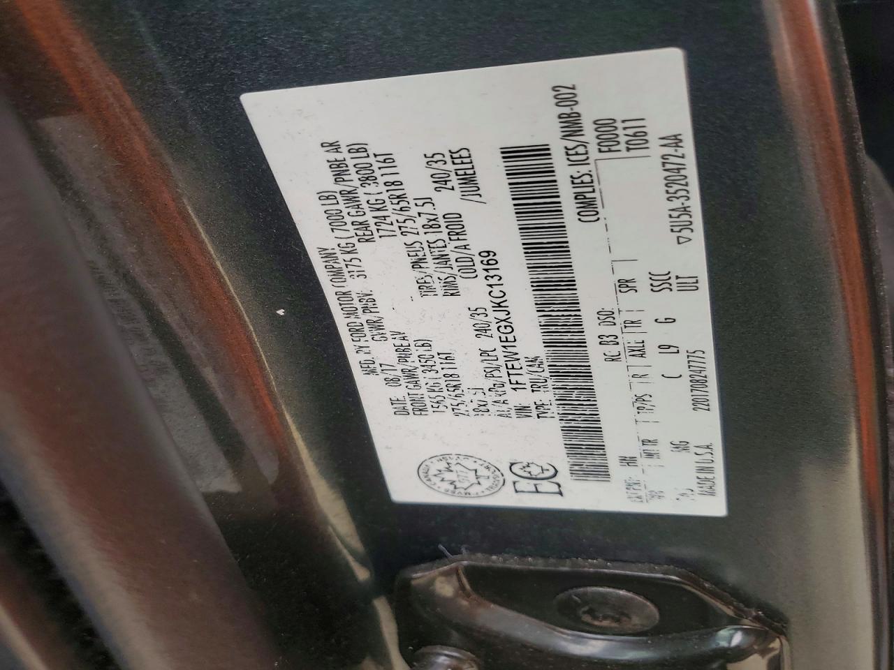 1FTEW1EGXJKC13169 · 2018 FORD F150 · 12/12
