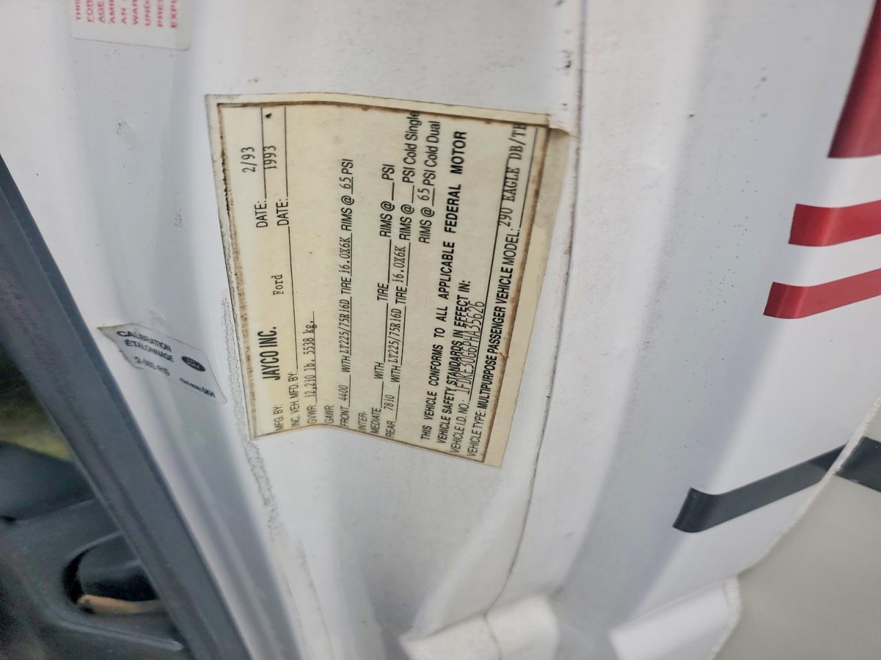 1FDKE30G6PHA35626 · 1993 JAYCO EAGLE · 12/12