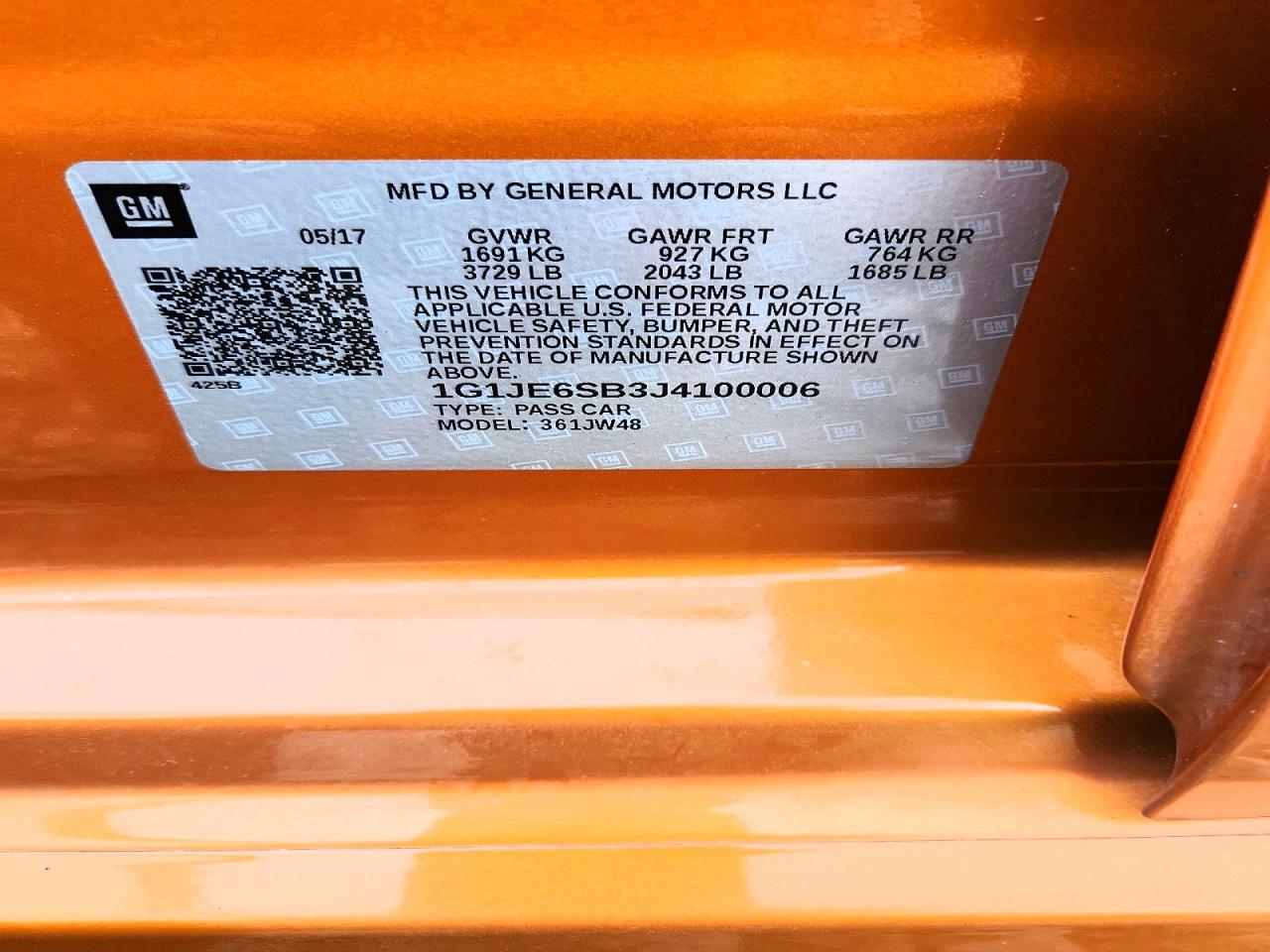 1G1JE6SB3J4100006 · 2018 CHEVROLET SONIC · 12/12