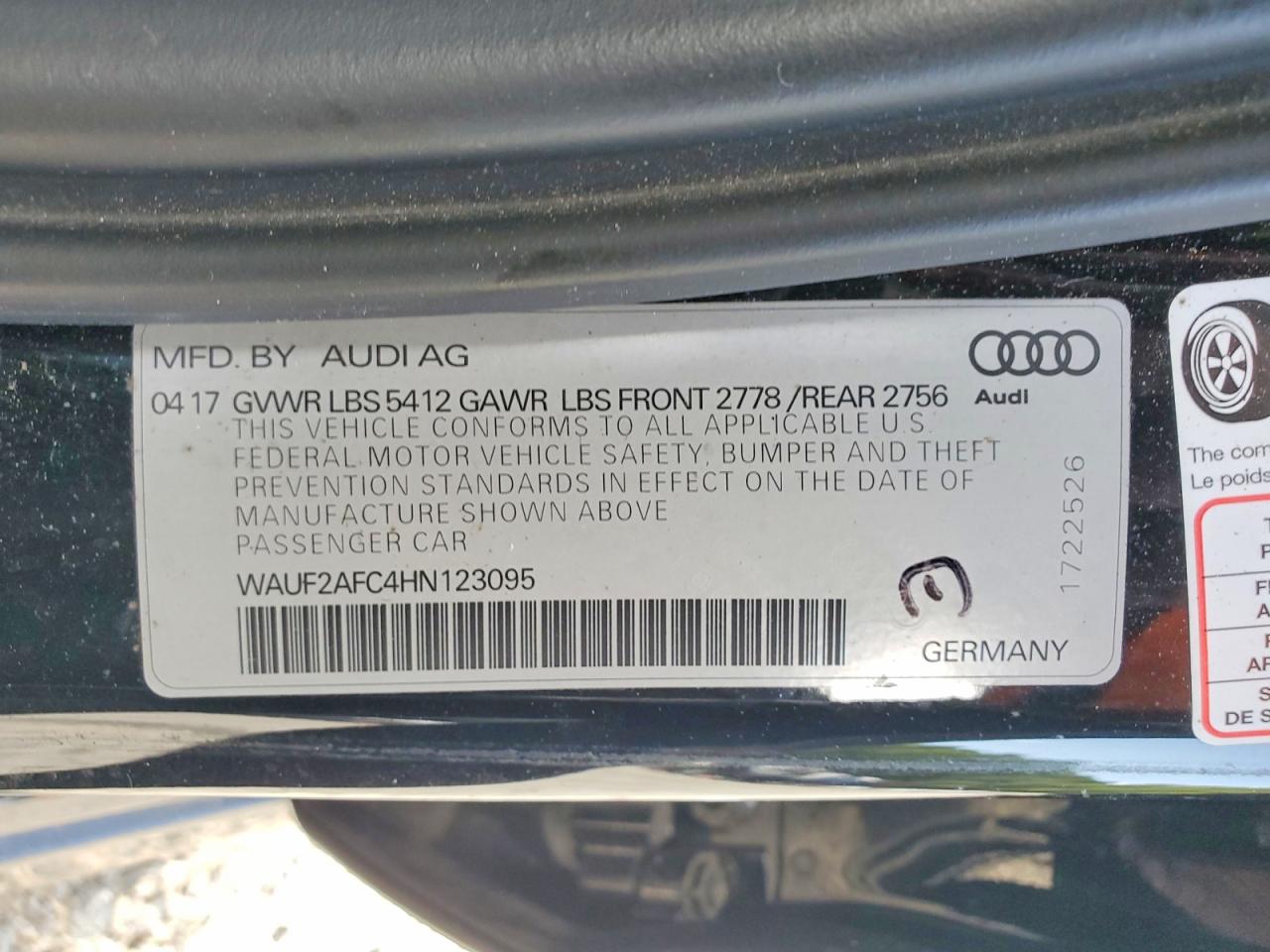 WAUF2AFC4HN123095 · 2017 AUDI A6 · 12/12