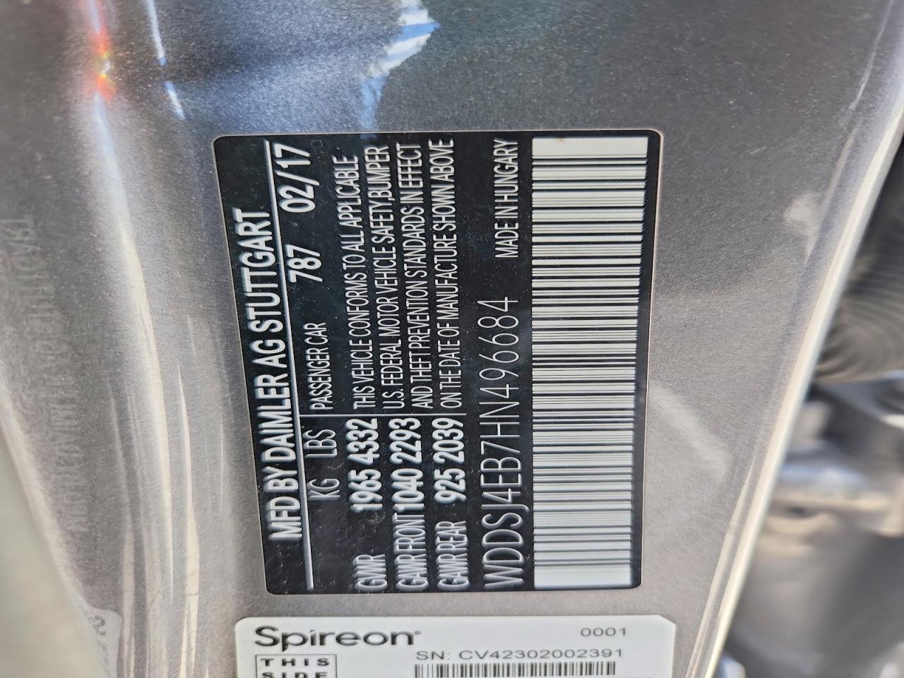 WDDSJ4EB7HN496684 · 2017 MERCEDES-BENZ CLA · 12/12