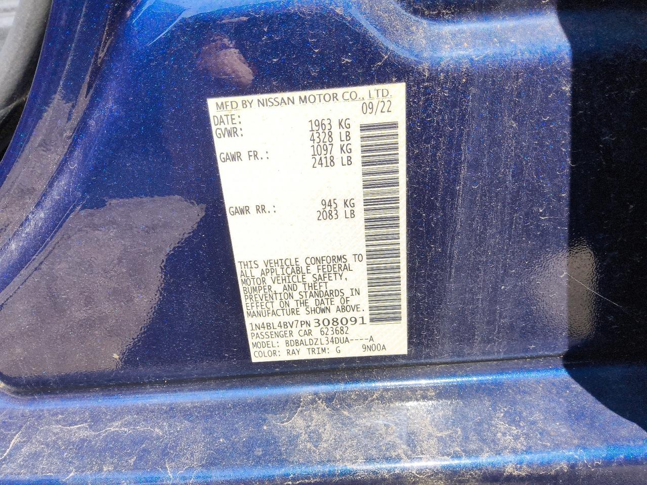 1N4BL4BV7PN308091 · 2023 NISSAN ALTIMA · 12/12