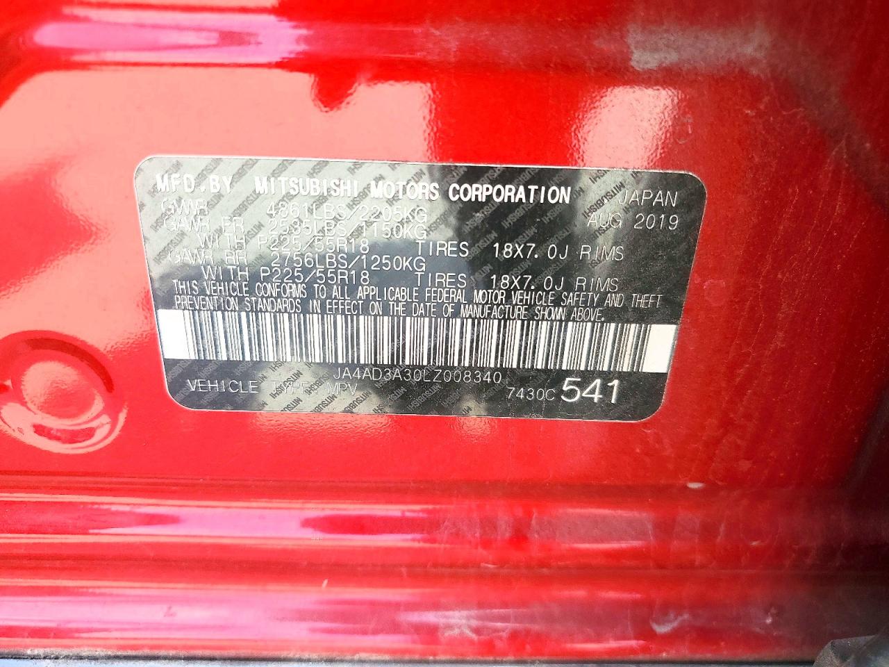 JA4AD3A30LZ008340 · 2020 MITSUBISHI OUTLANDER · 12/12