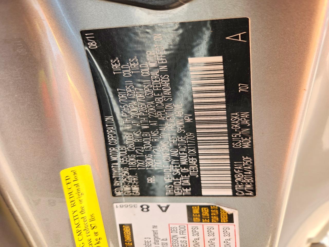 JTEBU4BF1CK117709 · 2012 TOYOTA FJ CRUISER · 12/12