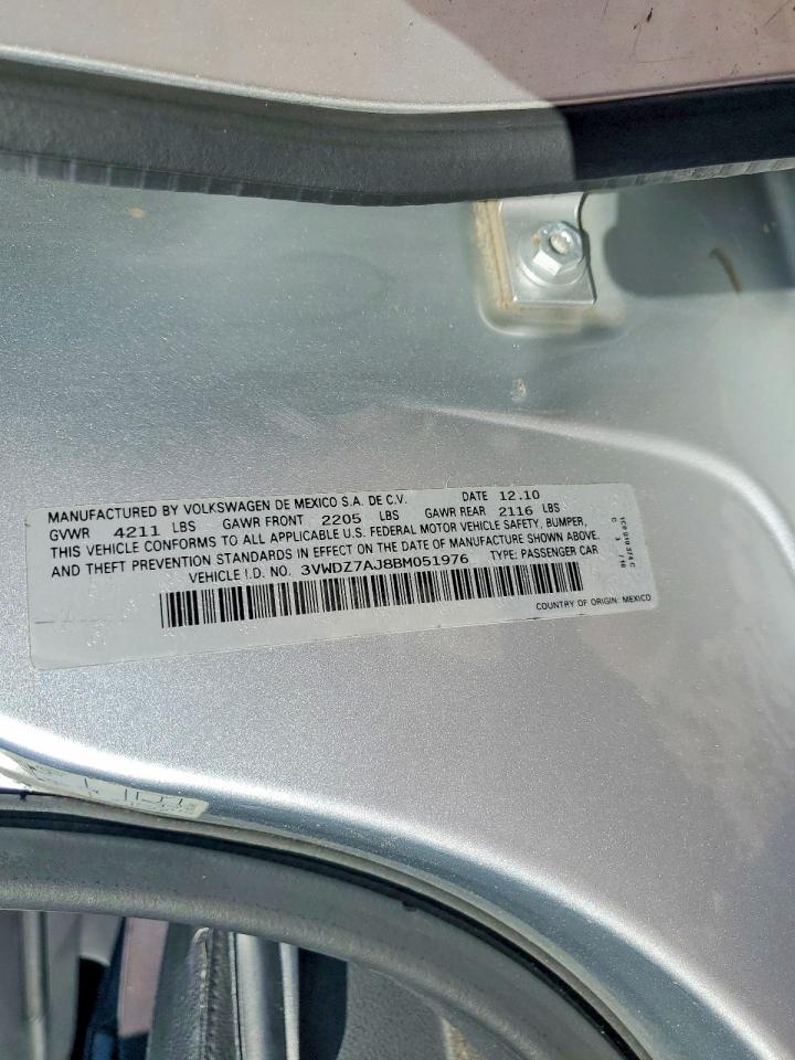 3VWDZ7AJ8BM051976 · 2011 VOLKSWAGEN JETTA · 12/12