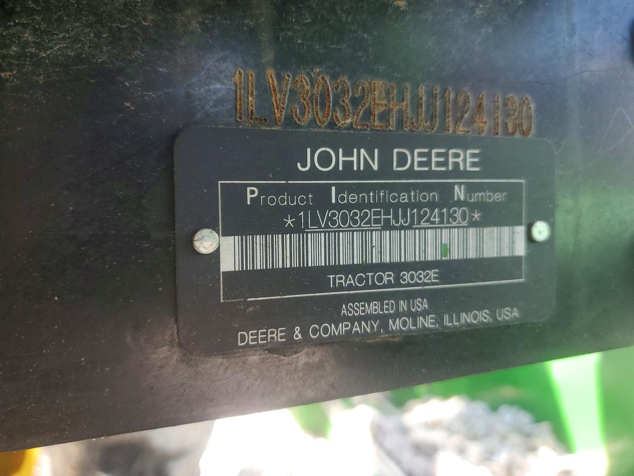 1LV3032EHJJ124130 · 2018 JOHN DEERE 3032E · 10/10