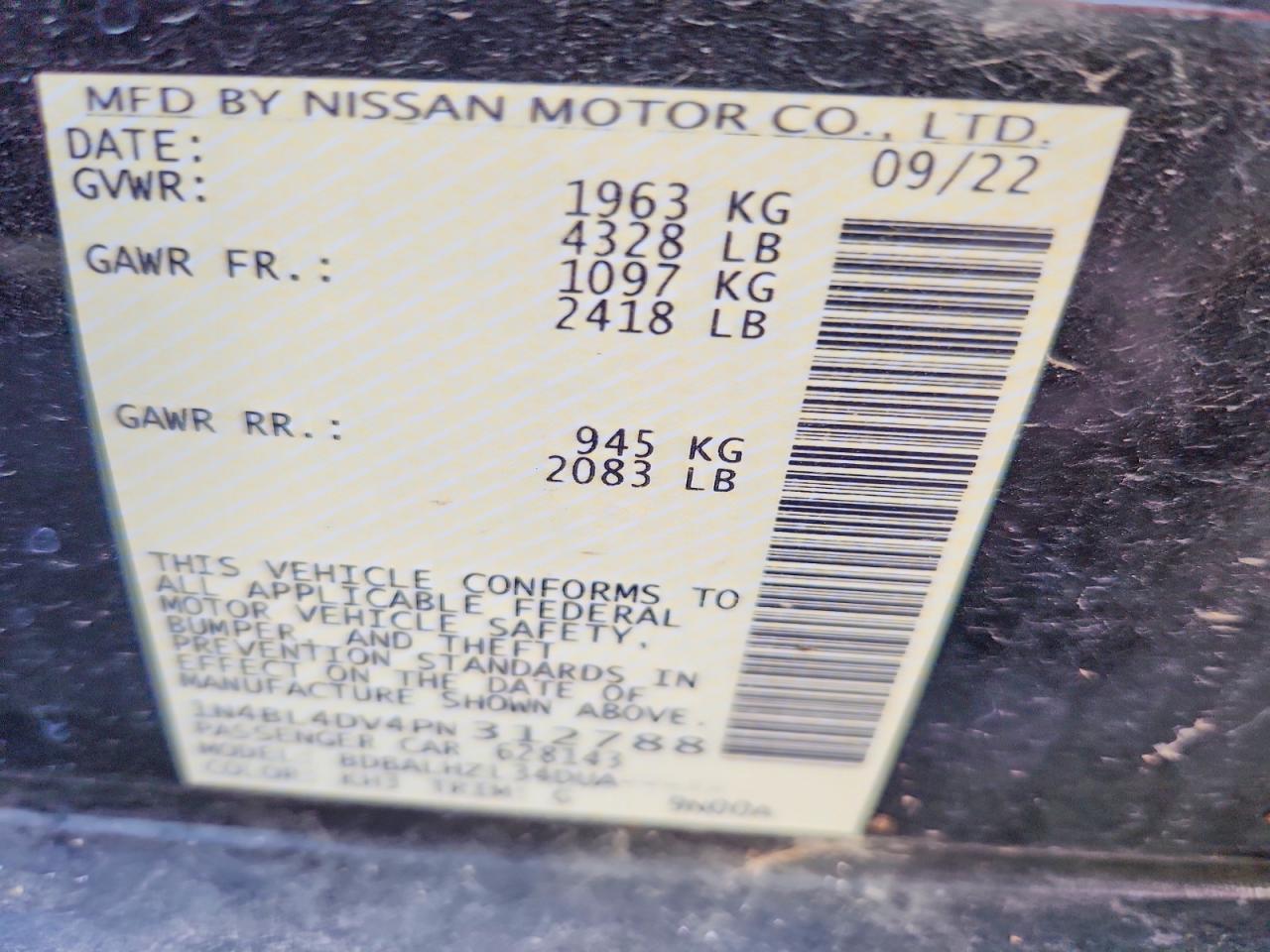1N4BL4DV4PN312788 · 2023 NISSAN ALTIMA · 12/12
