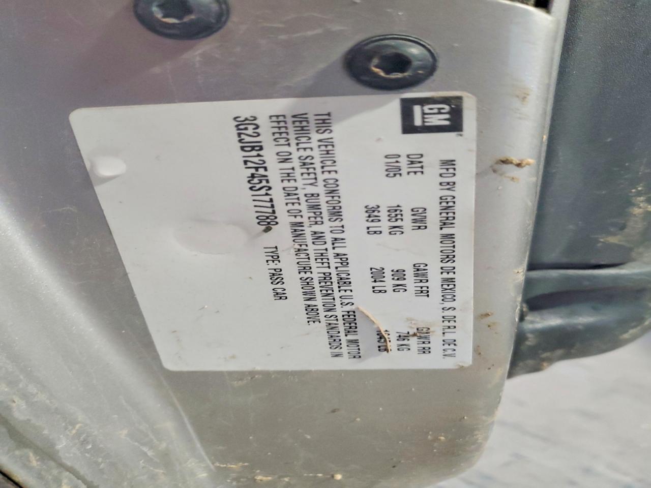 3G2JB12F45S177788 · 2005 PONTIAC SUNFIRE · 12/12