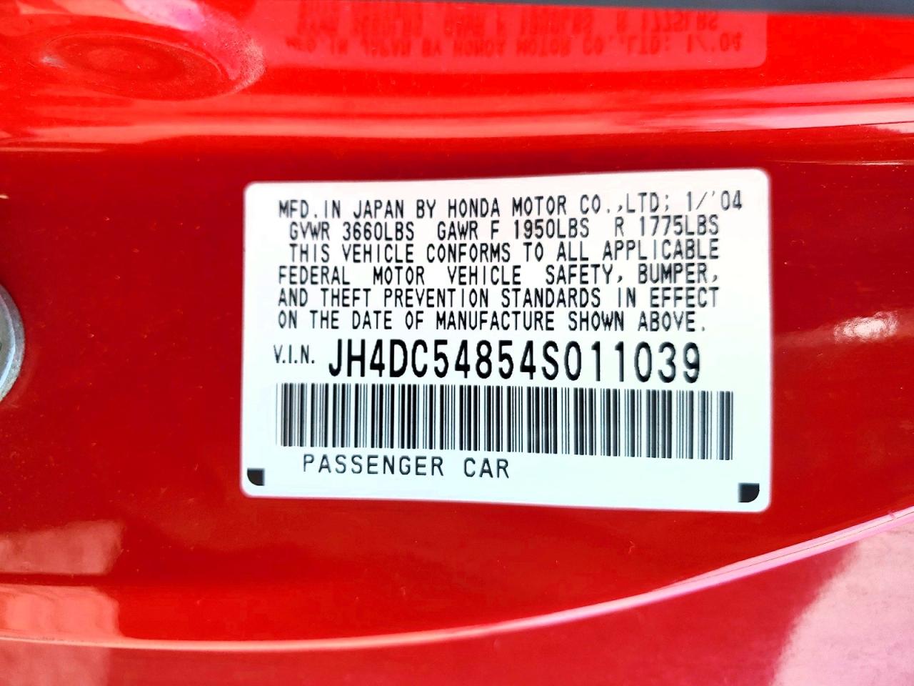 JH4DC54854S011039 · 2004 ACURA RSX · 12/12