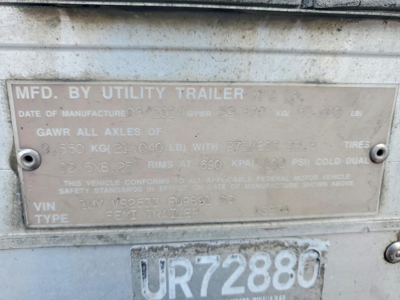 1UYVS2533FU989106 · 2015 UTILITY VS2RA · 8/11