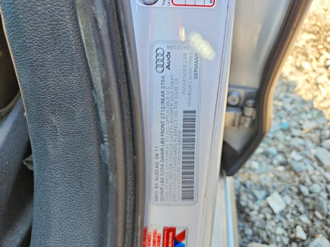 WAUBGAFC3CN017083 · 2012 AUDI A6 · 12/12
