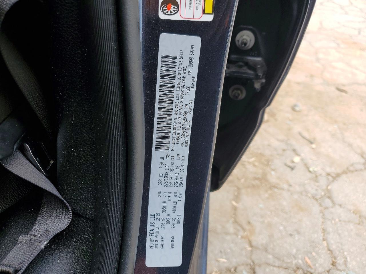 1C6SRFBT7LN254389 · 2020 RAM 1500 · 12/12