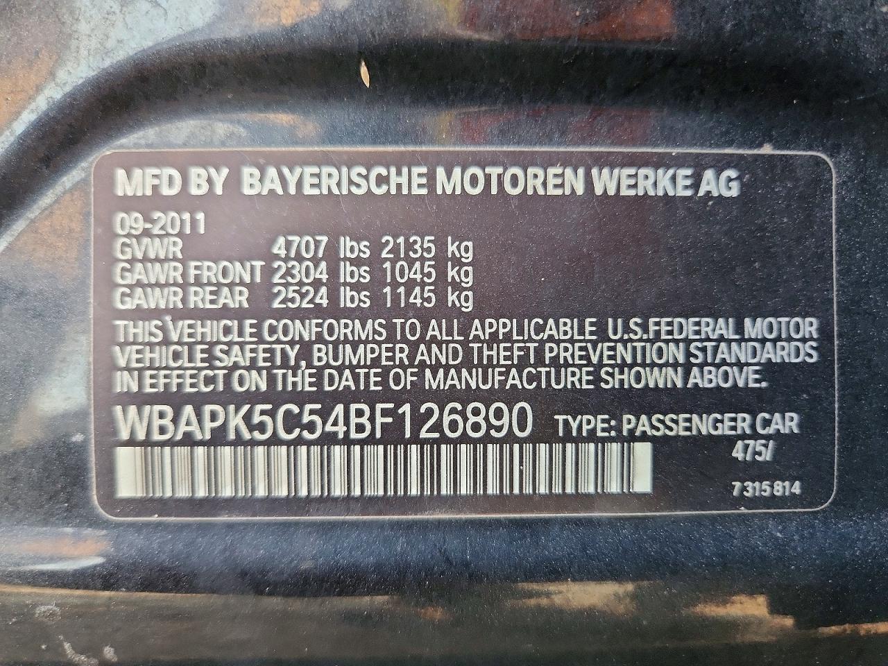 WBAPK5C54BF126890 · 2011 BMW 328 · 12/12