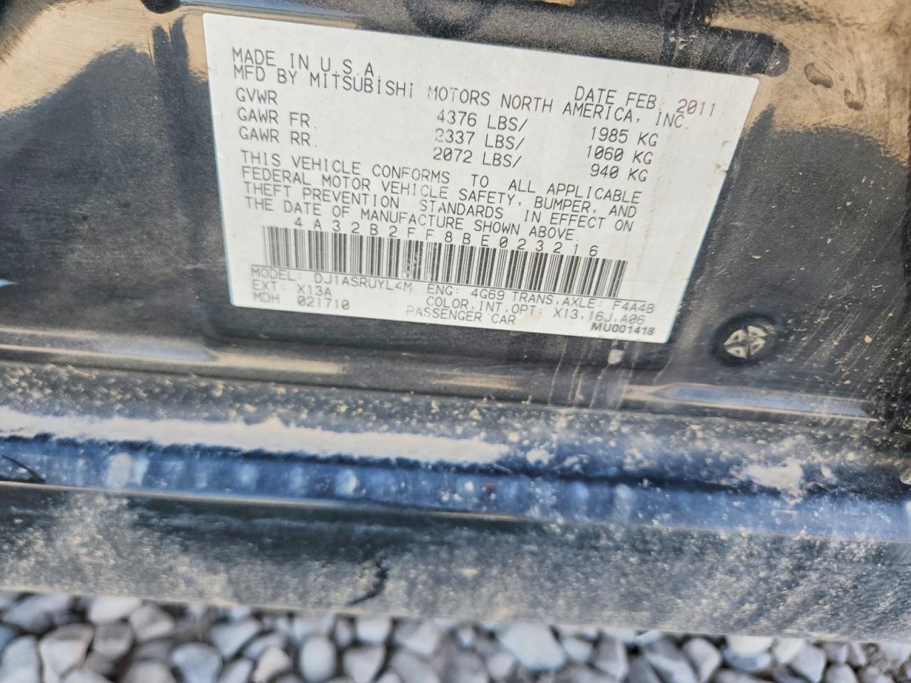 4A32B2FF8BE023216 · 2011 MITSUBISHI GALANT · 12/12