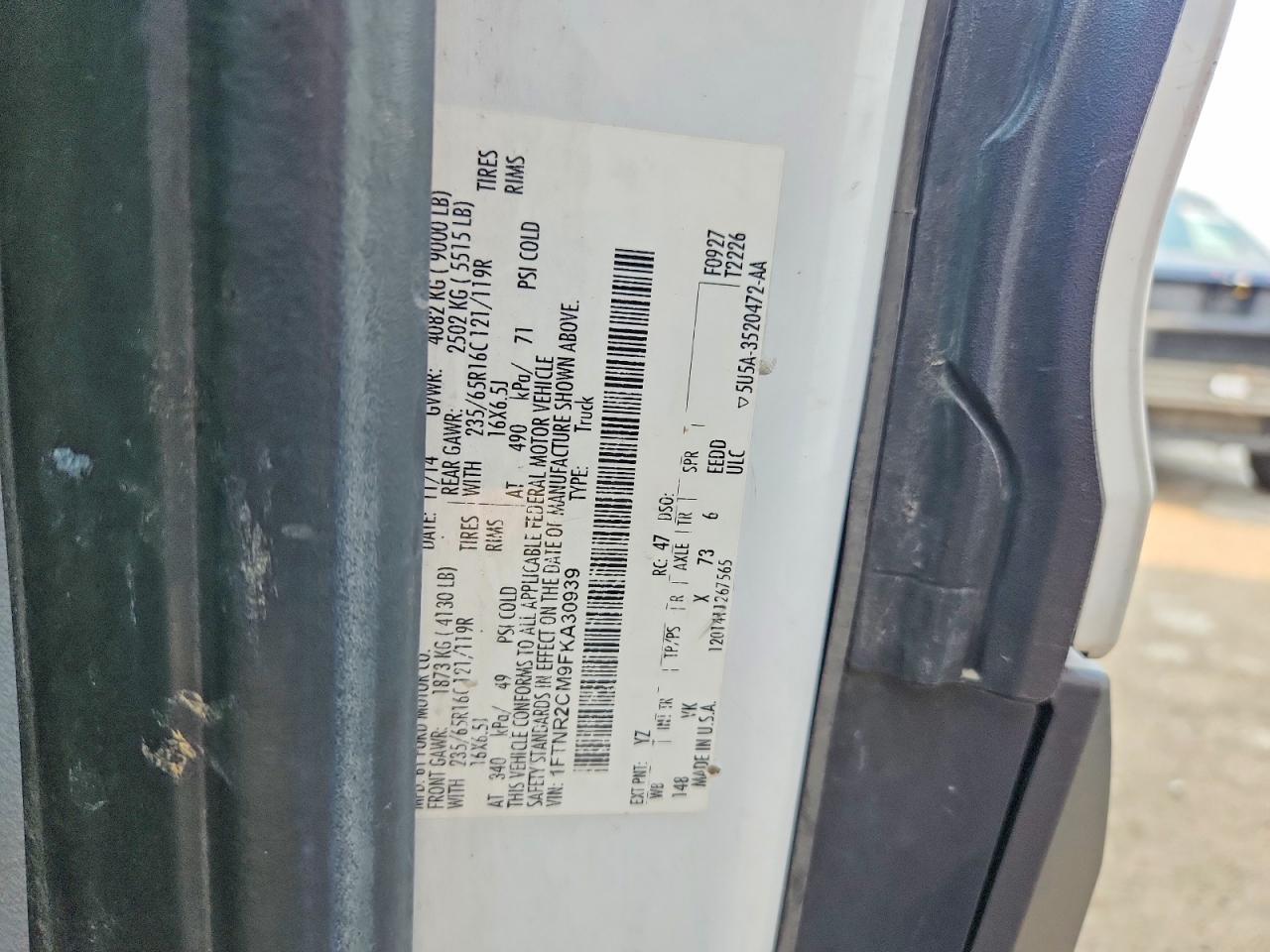 1FTNR2CM9FKA30939 · 2015 FORD TRANSIT · 12/12
