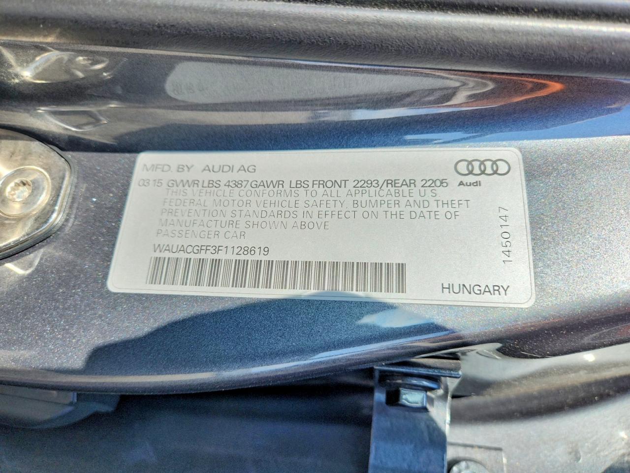 WAUACGFF3F1128619 · 2015 AUDI A3 · 12/12
