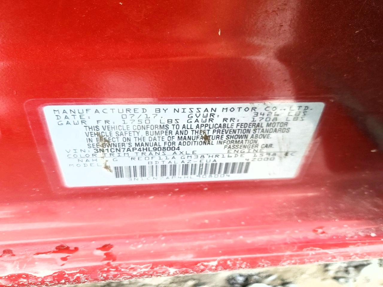 3N1CN7AP4HL908004 · 2017 NISSAN VERSA · 12/12