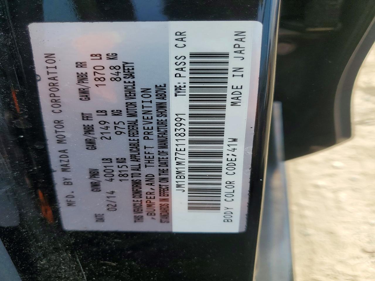 JM1BM1M77E1183991 · 2014 MAZDA 3 · 12/12