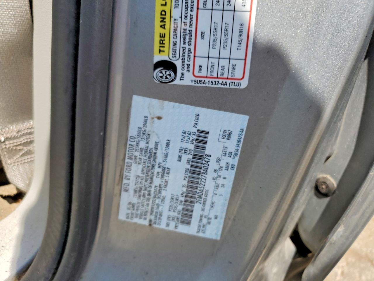 2FMDA52227BA03478 · 2007 FORD FREESTAR · 12/12