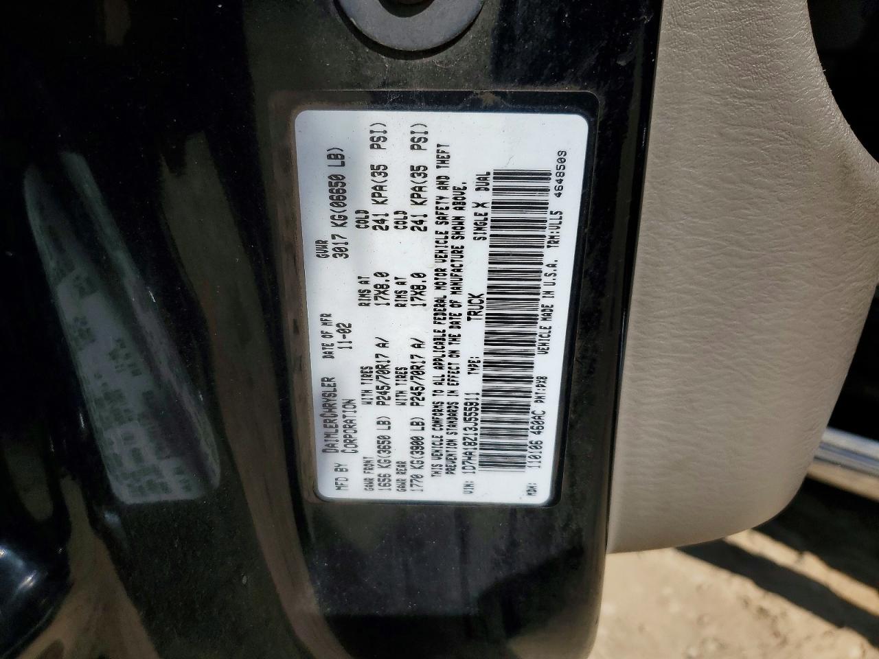 1D7HA18Z13J555911 · 2003 DODGE RAM 1500 · 12/12