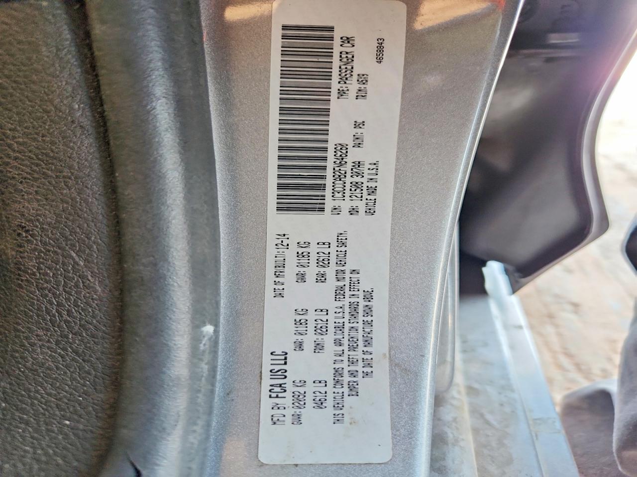 1C3CCCAB2FN646260 · 2015 CHRYSLER 200 · 12/12