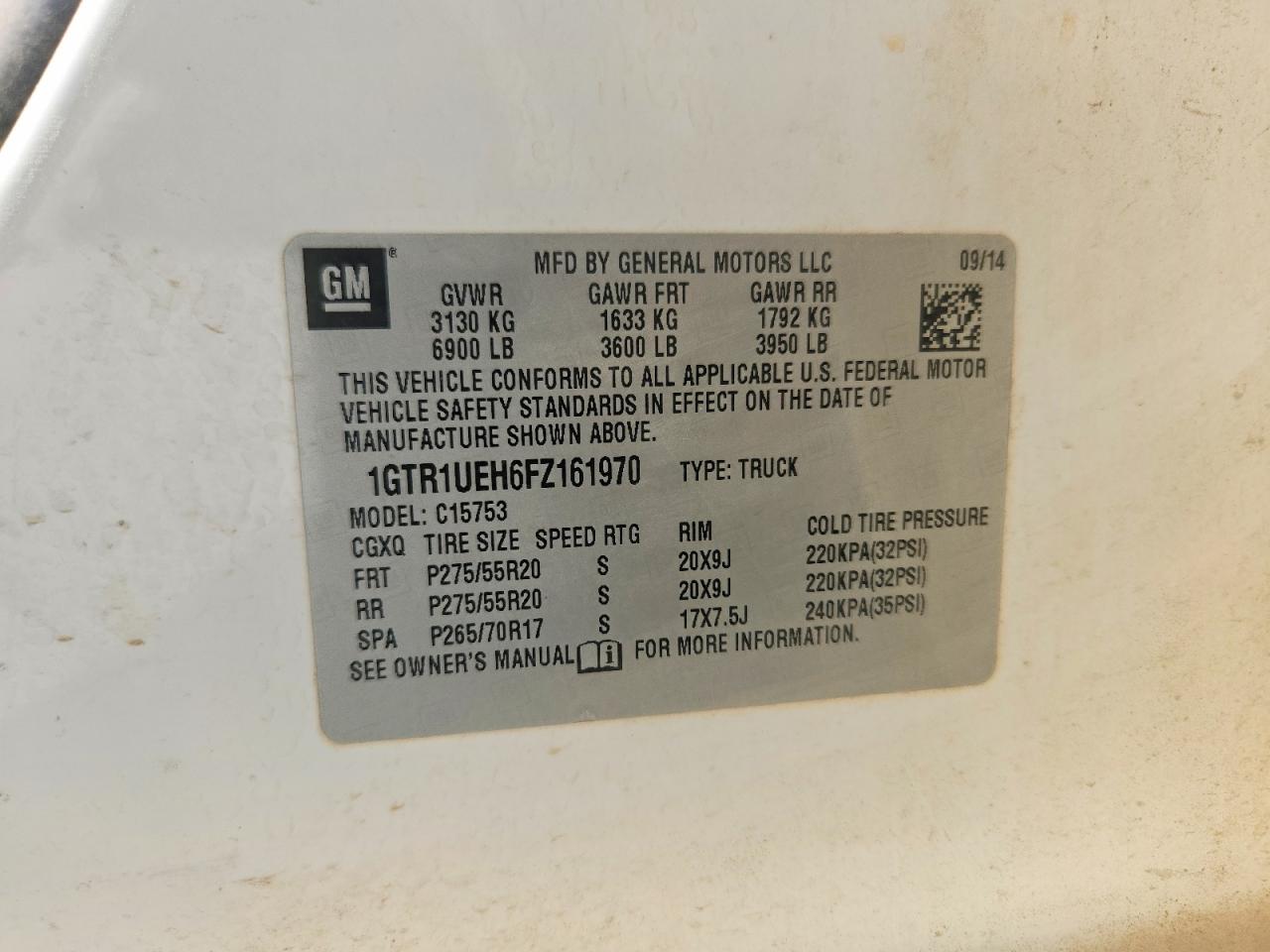 1GTR1UEH6FZ161970 · 2015 GMC SIERRA · 12/12