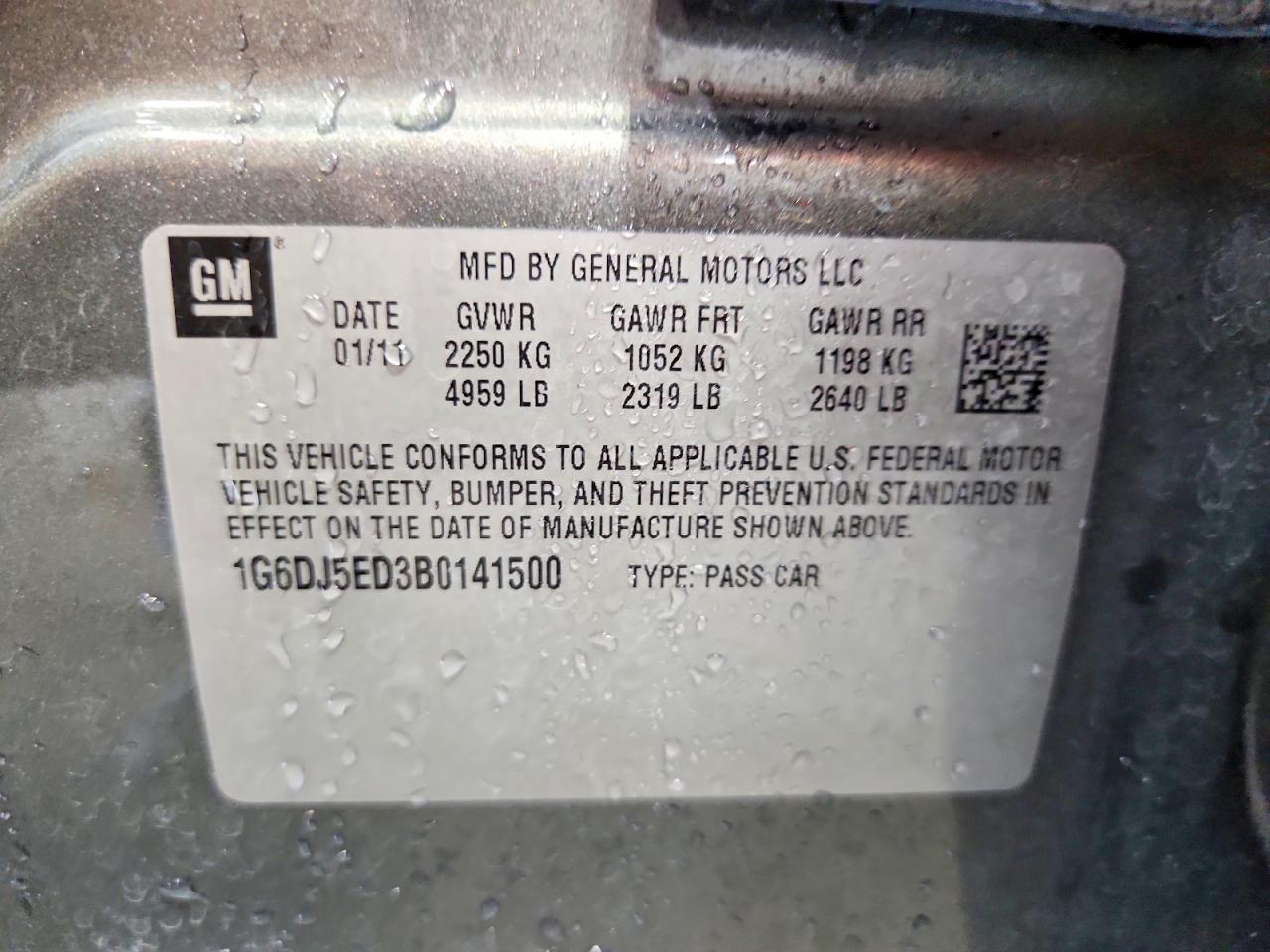 1G6DJ5ED3B0141500 · 2011 CADILLAC CTS · 12/12