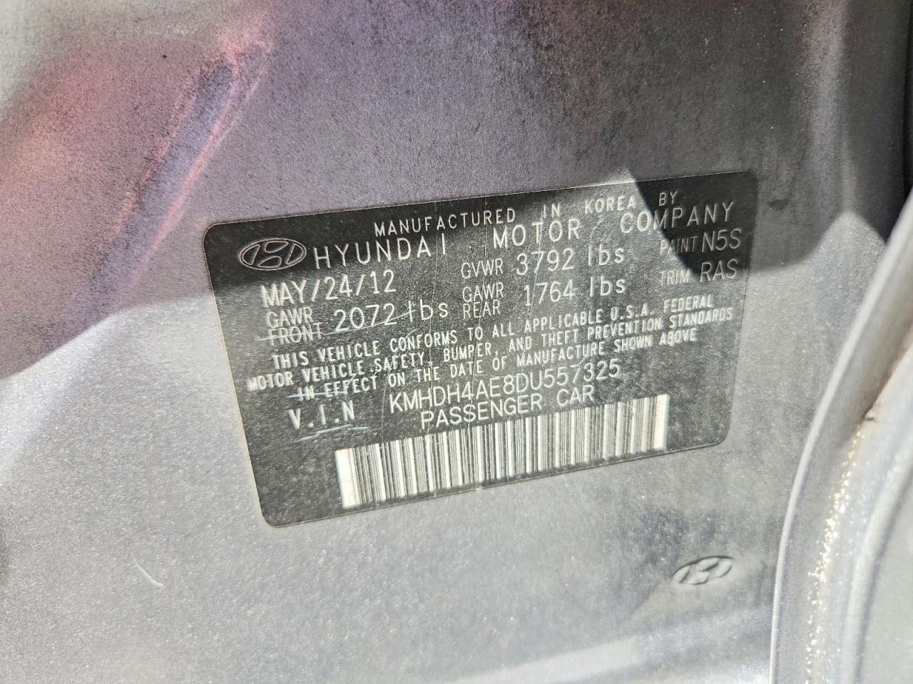 KMHDH4AE8DU557325 · 2013 HYUNDAI ELANTRA · 12/12