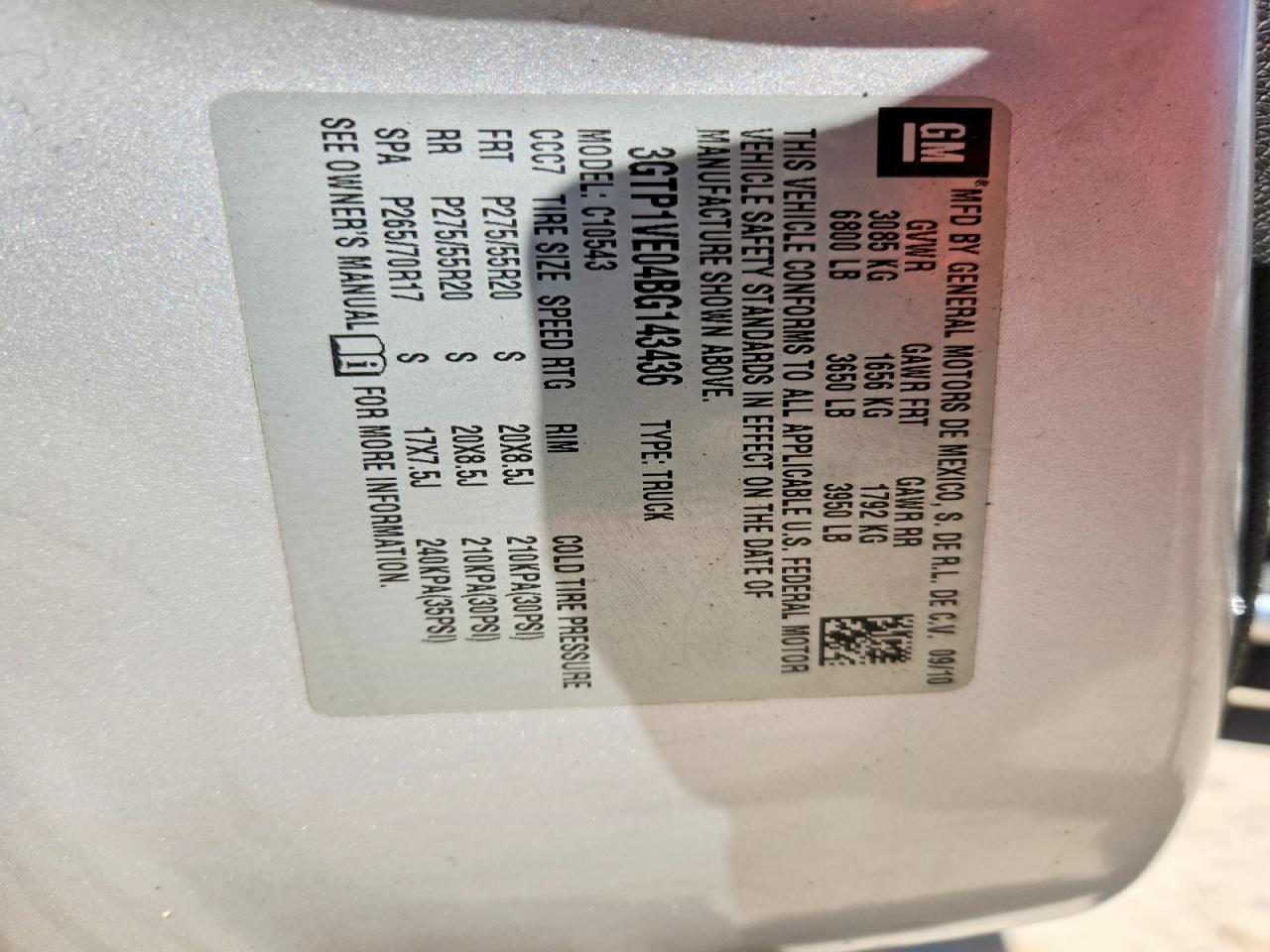 3GTP1VE04BG143436 · 2011 GMC SIERRA · 12/12