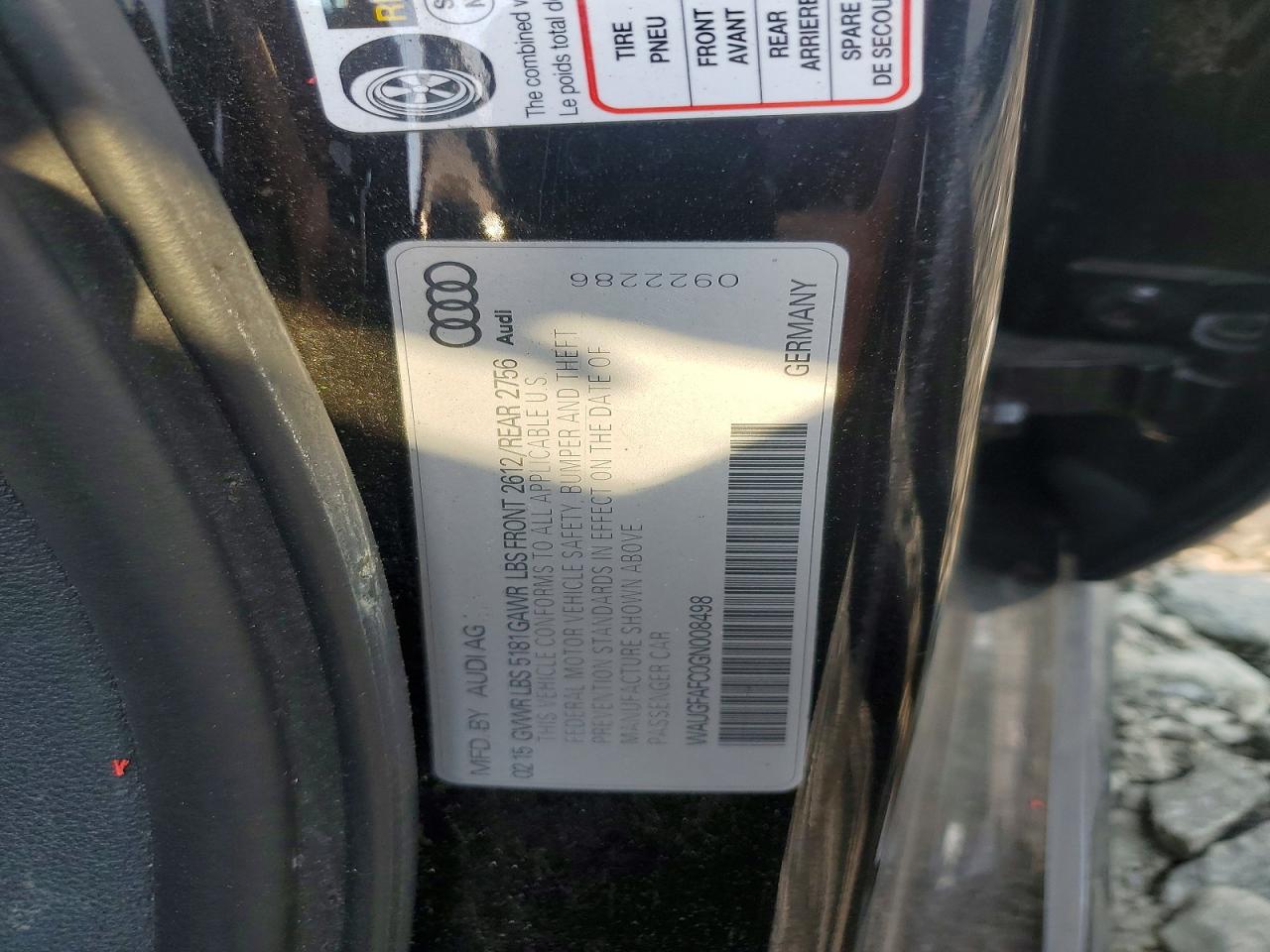 WAUGFAFC0GN008498 · 2016 AUDI A6 · 12/12