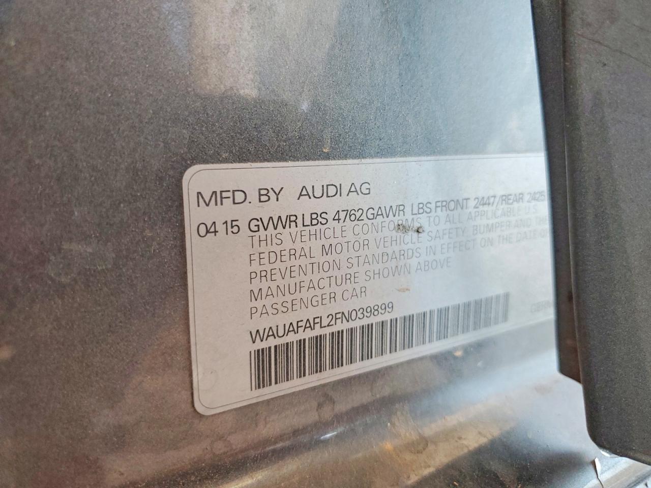 WAUAFAFL2FN039899 · 2015 AUDI A4 · 12/12