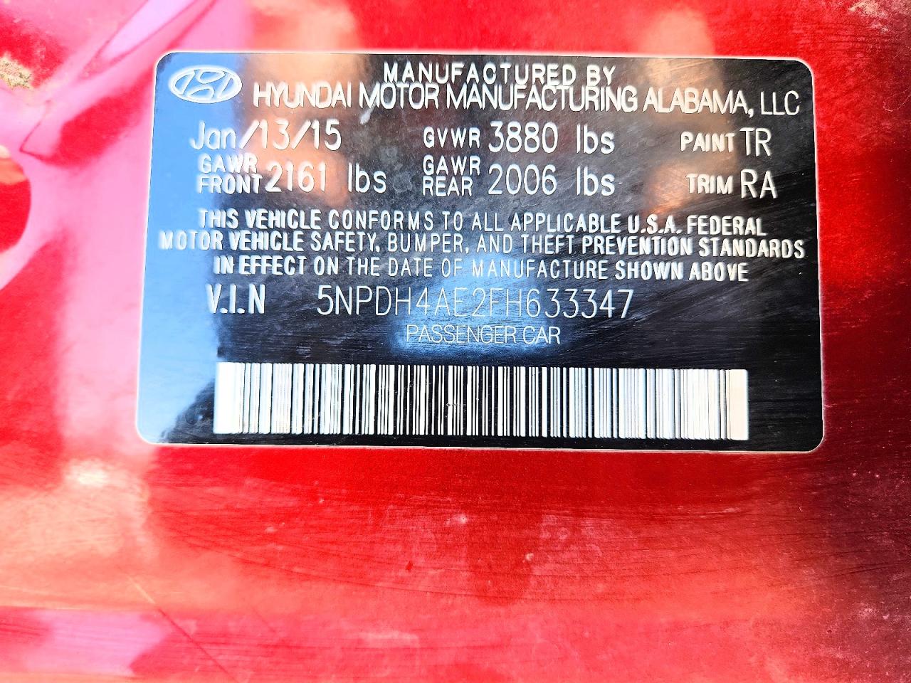 5NPDH4AE2FH633347 · 2015 HYUNDAI ELANTRA · 12/12