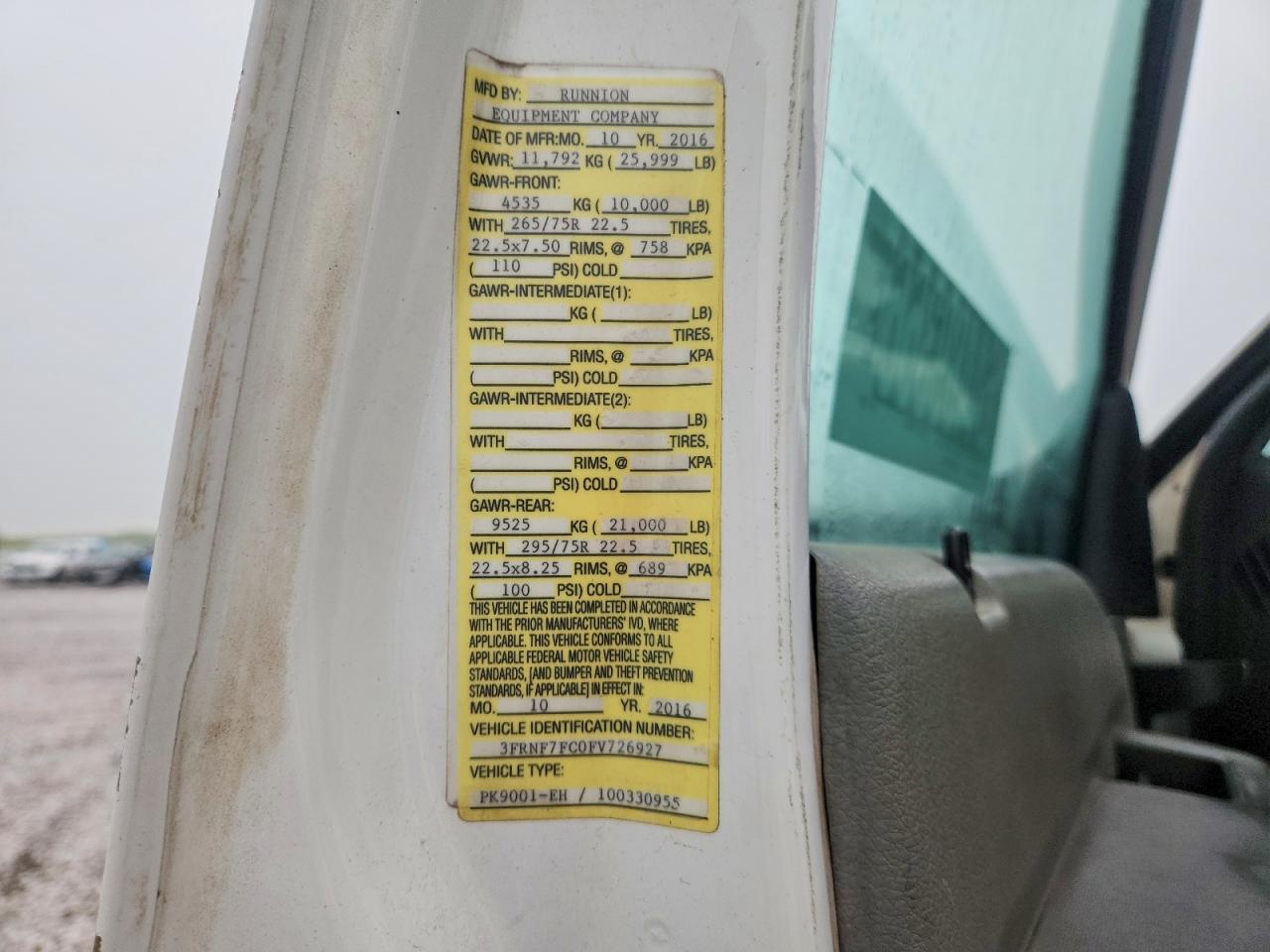 3FRNF7FC0FV726927 · 2015 FORD F750 · 12/13