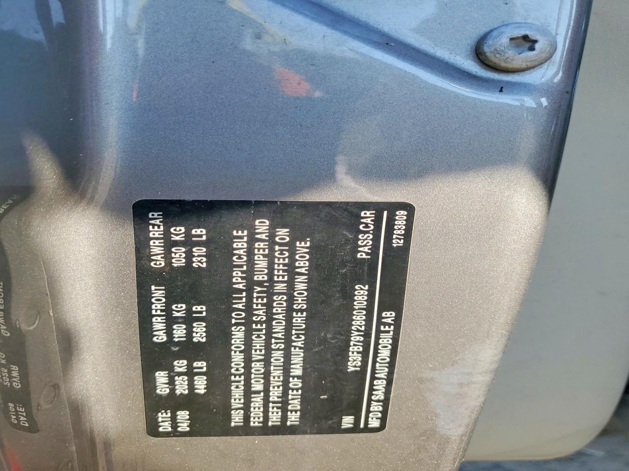 YS3FB79Y286010892 · 2008 SAAB 9-3 · 12/12
