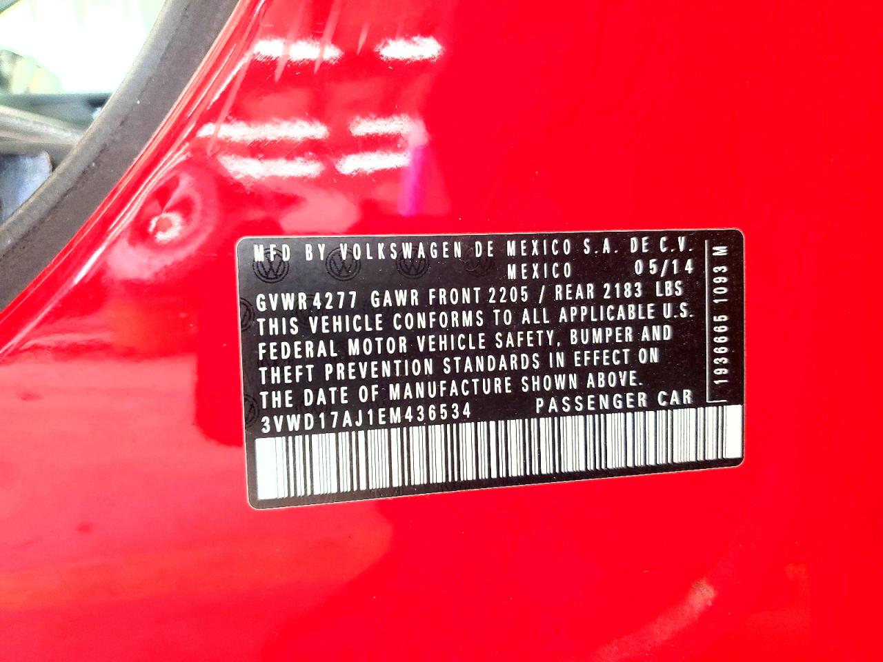 3VWD17AJ1EM436534 · 2014 VOLKSWAGEN JETTA · 12/12