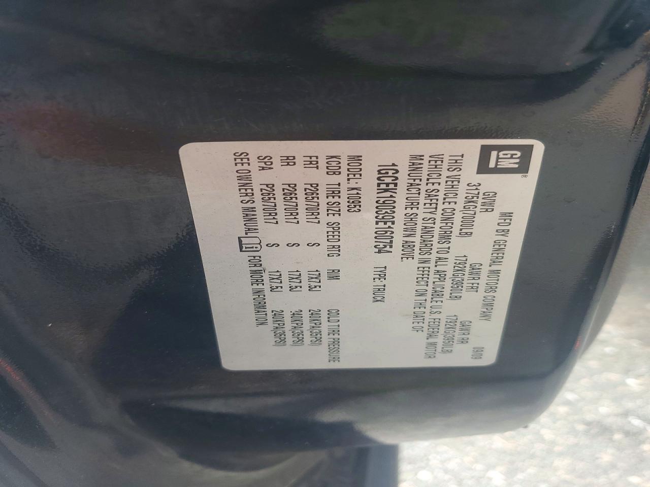 1GCEK19039E160754 · 2009 CHEVROLET SILVERADO · 12/12