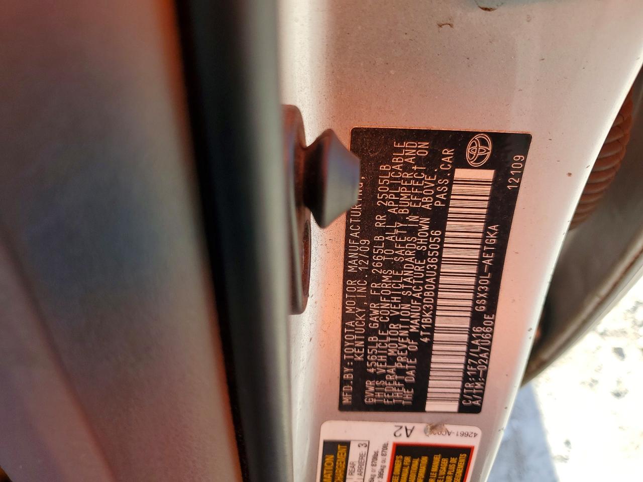 4T1BK3DB0AU365056 · 2010 TOYOTA AVALON · 12/12