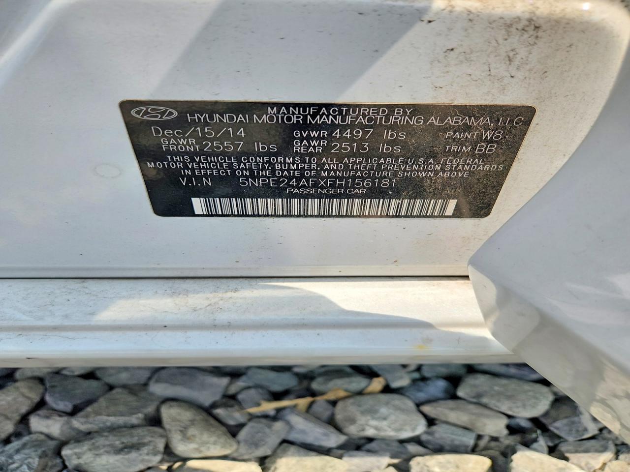 5NPE24AFXFH156181 · 2015 HYUNDAI SONATA · 12/12