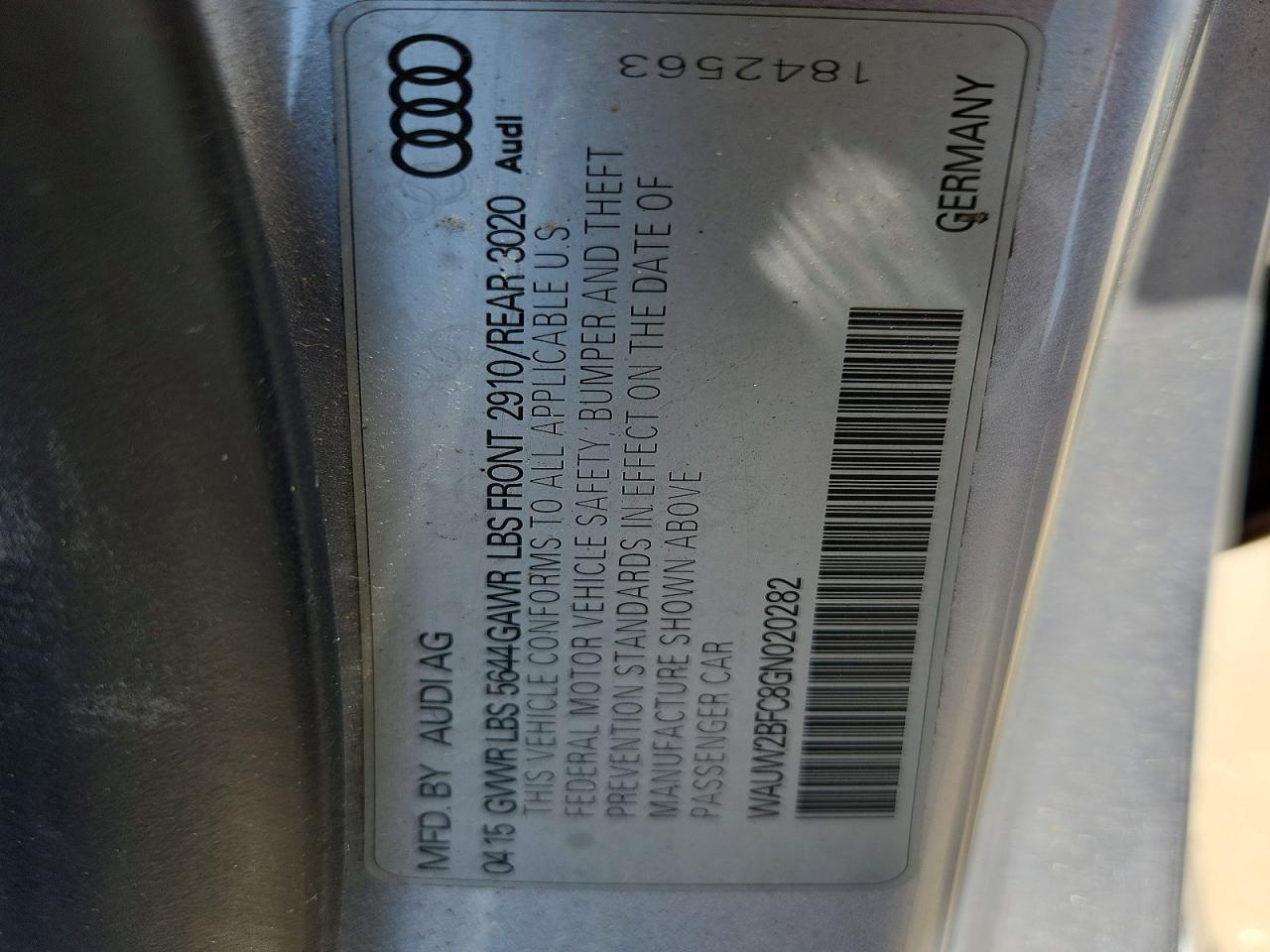 WAUW2BFC8GN020282 · 2016 AUDI S7 · 12/12