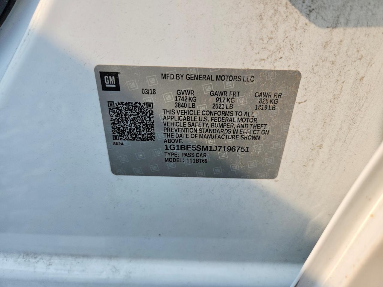1G1BE5SM1J7196751 · 2018 CHEVROLET CRUZE · 12/12