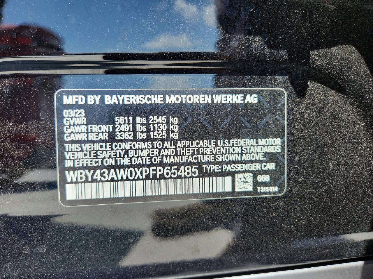 WBY43AW0XPFP65485 · 2023 BMW I4 · 12/12