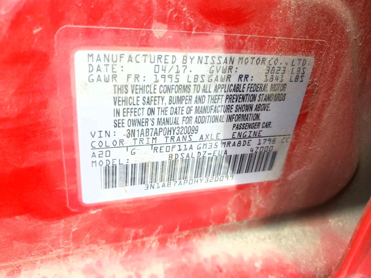 3N1AB7AP0HY320099 · 2017 NISSAN SENTRA · 12/12