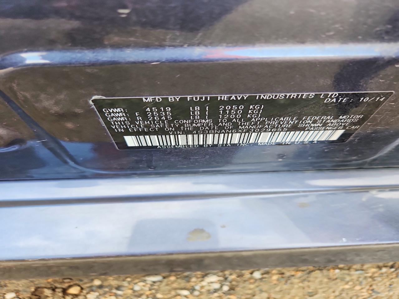 4S3BNAN6XF3029655 · 2015 SUBARU LEGACY · 12/12