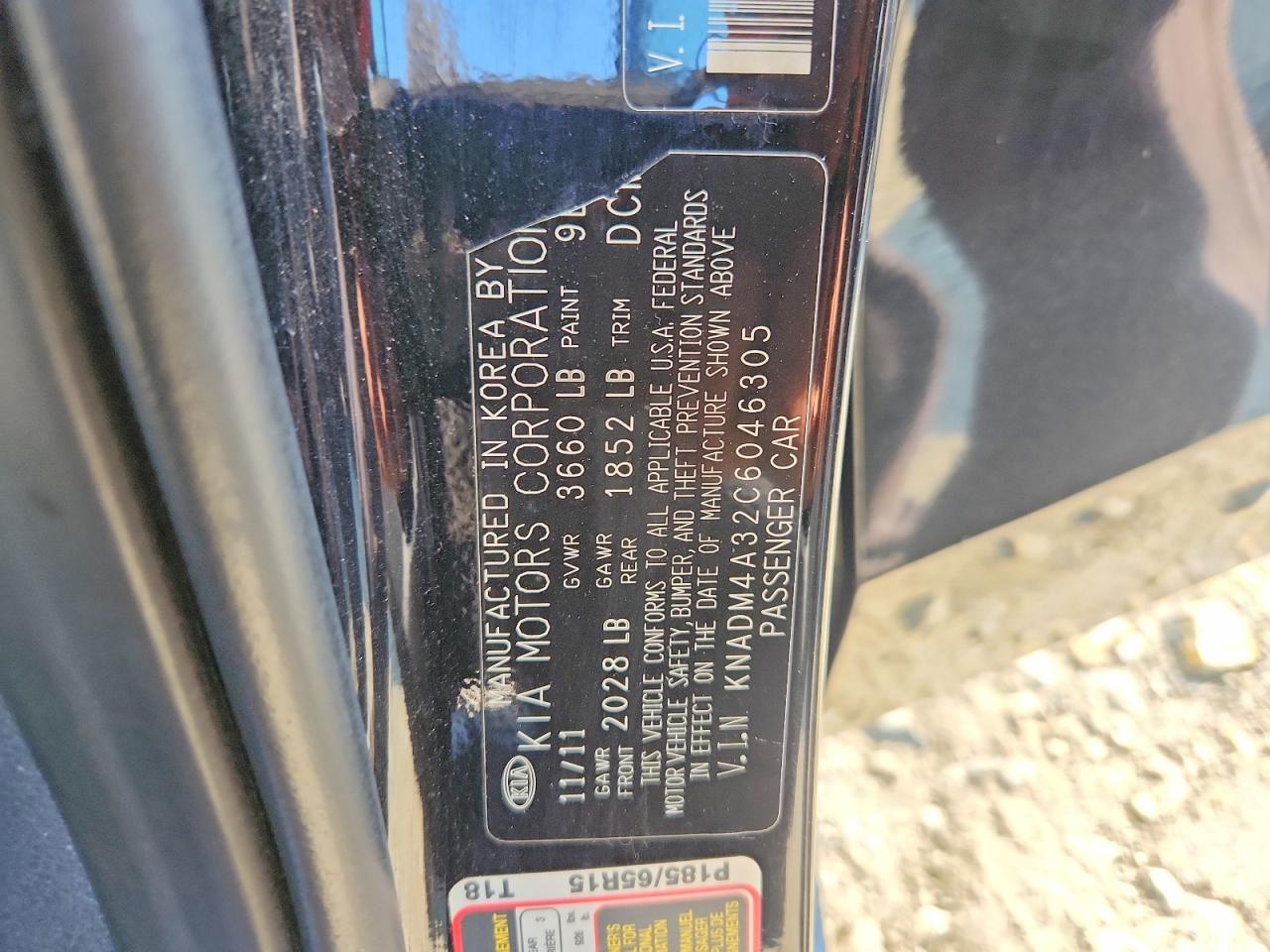 KNADM4A32C6046305 · 2012 KIA RIO · 12/12