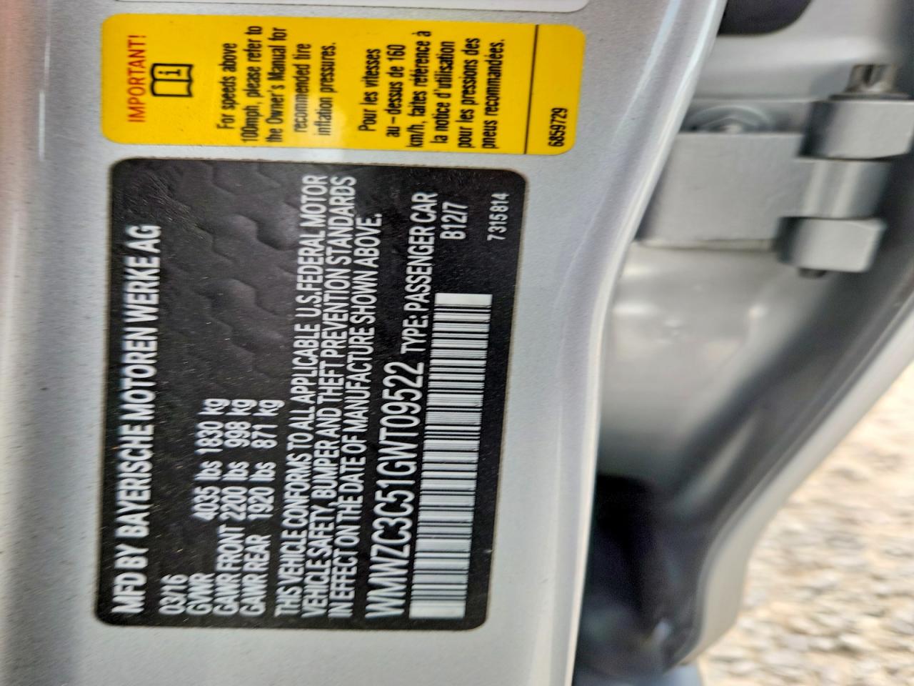 WMWZC3C51GWT09522 · 2016 MINI COOPER · 12/12
