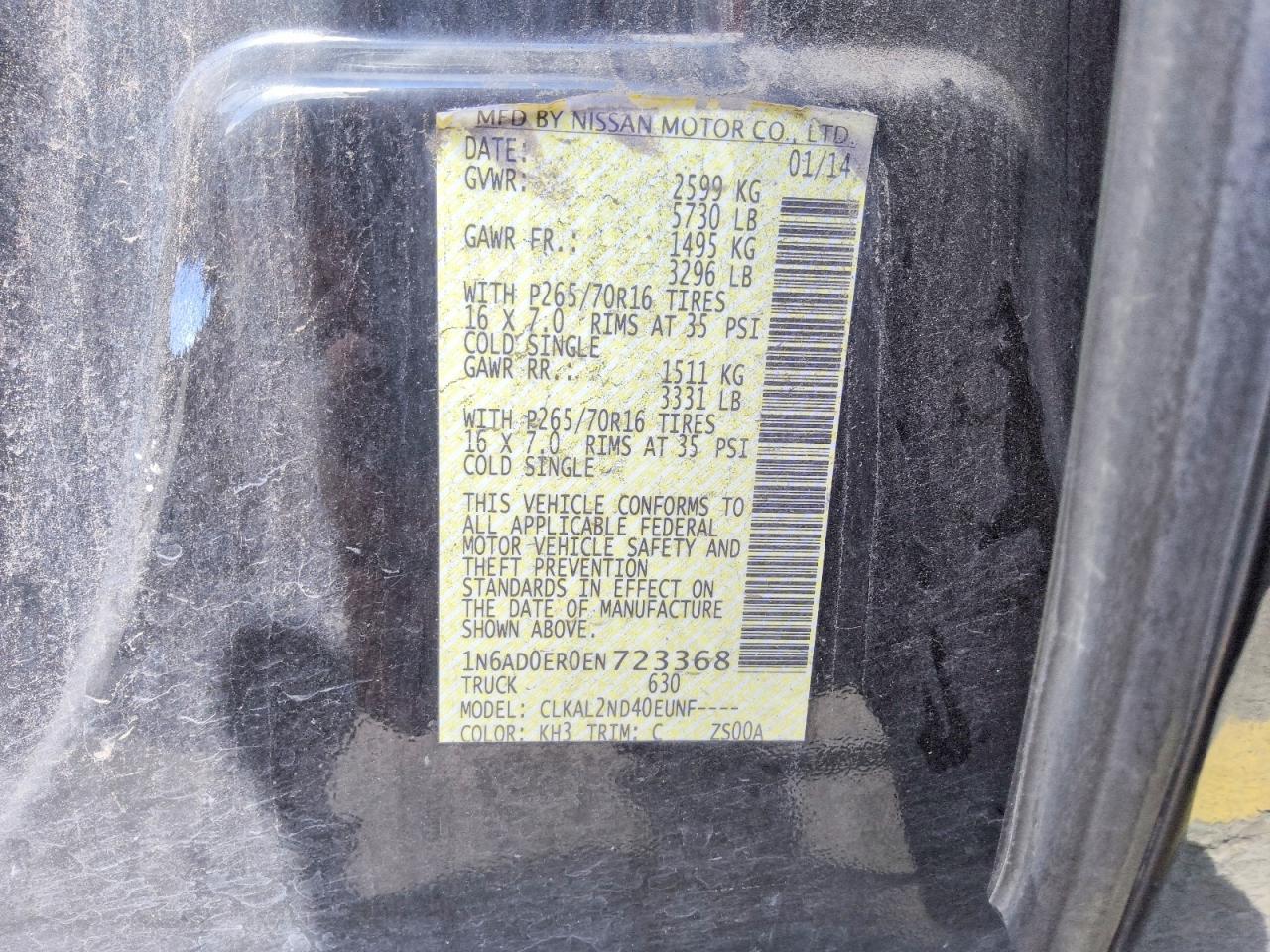1N6AD0ER0EN723368 · 2014 NISSAN FRONTIER · 12/12
