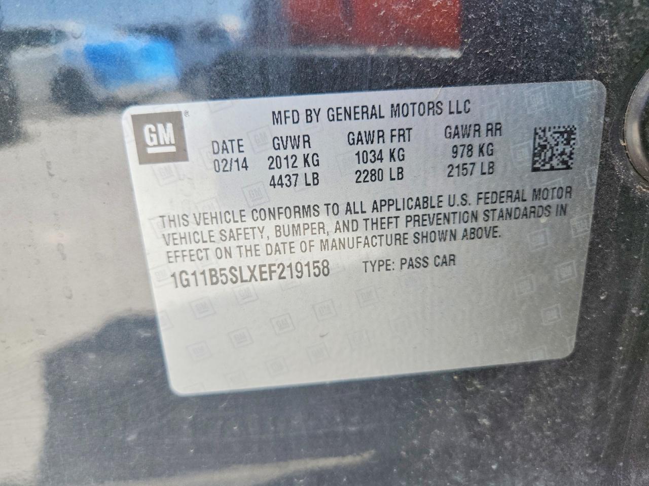 1G11B5SLXEF219158 · 2014 CHEVROLET MALIBU · 12/12